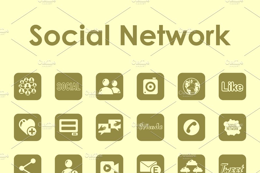 一组简单社交应用图标集 social network sim