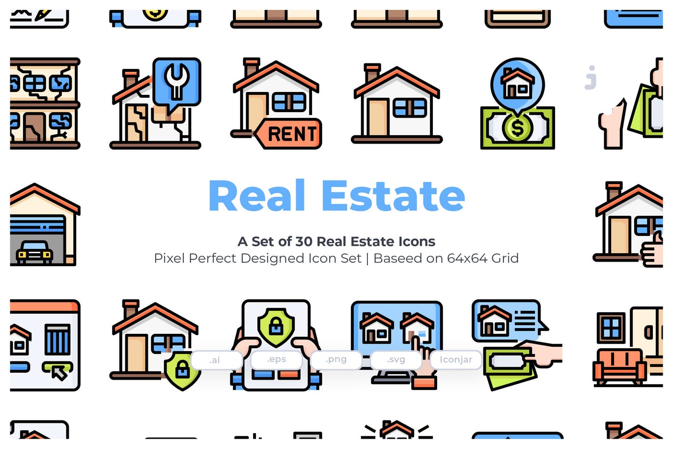 房地产主题矢量图标 30 Real Estate Icons