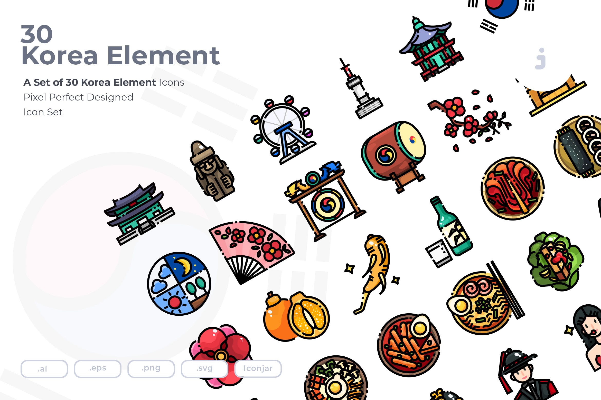 韩国民族元素矢量图标 30 Korea Element Ic