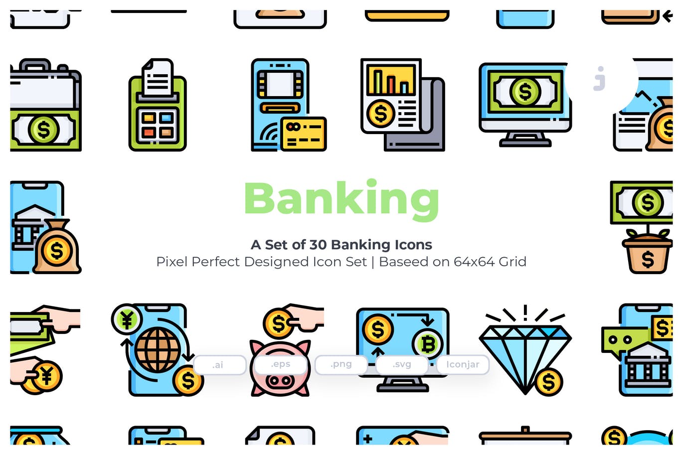 银行主题矢量图标素材 30 Banking Icons