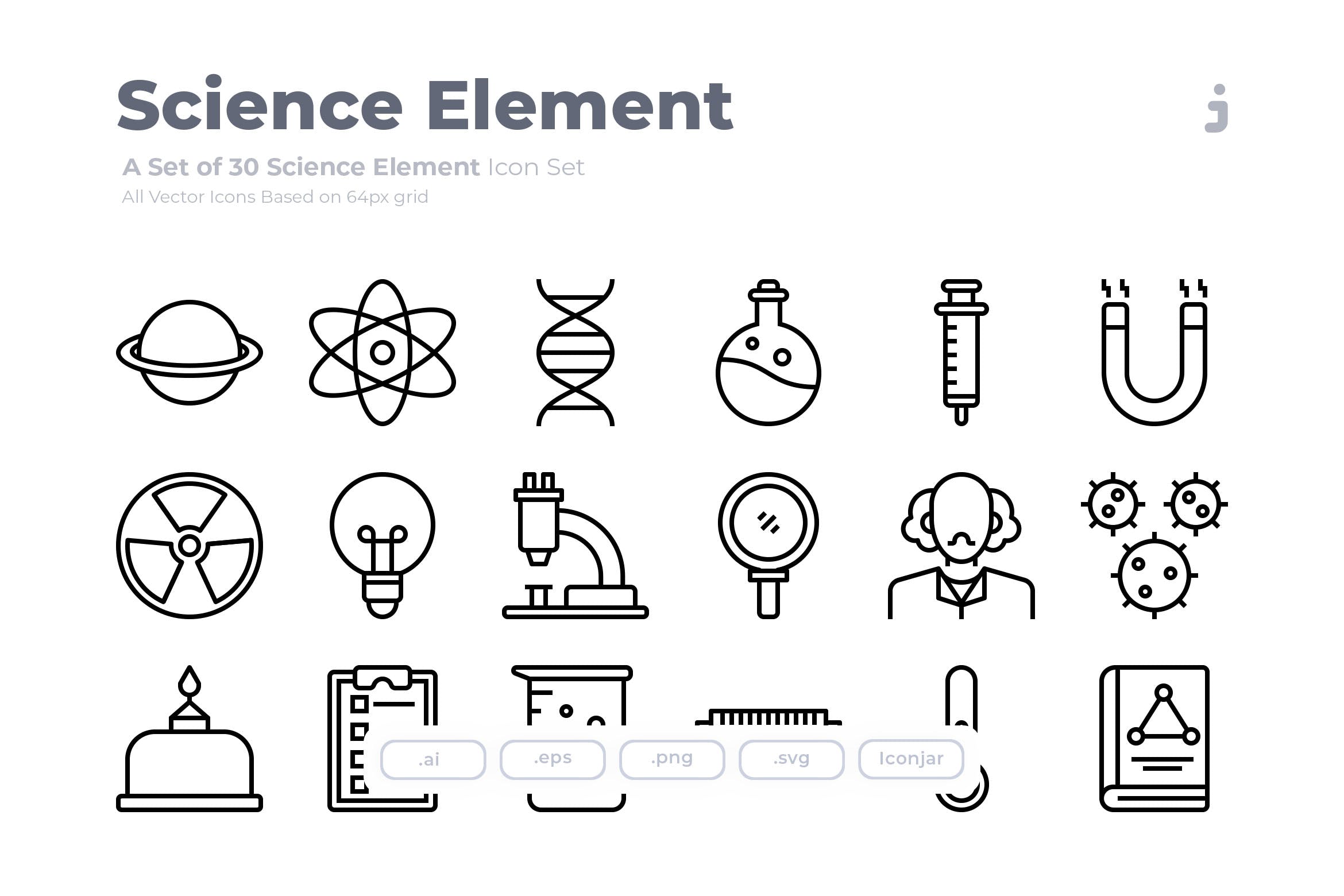 科学元素Outline风格矢量图标 30 Science E