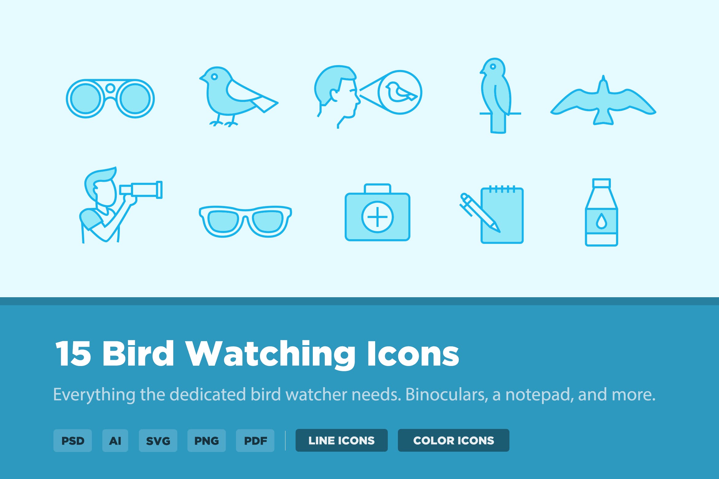 观鸟主题矢量图标 15 Bird Watching Icon