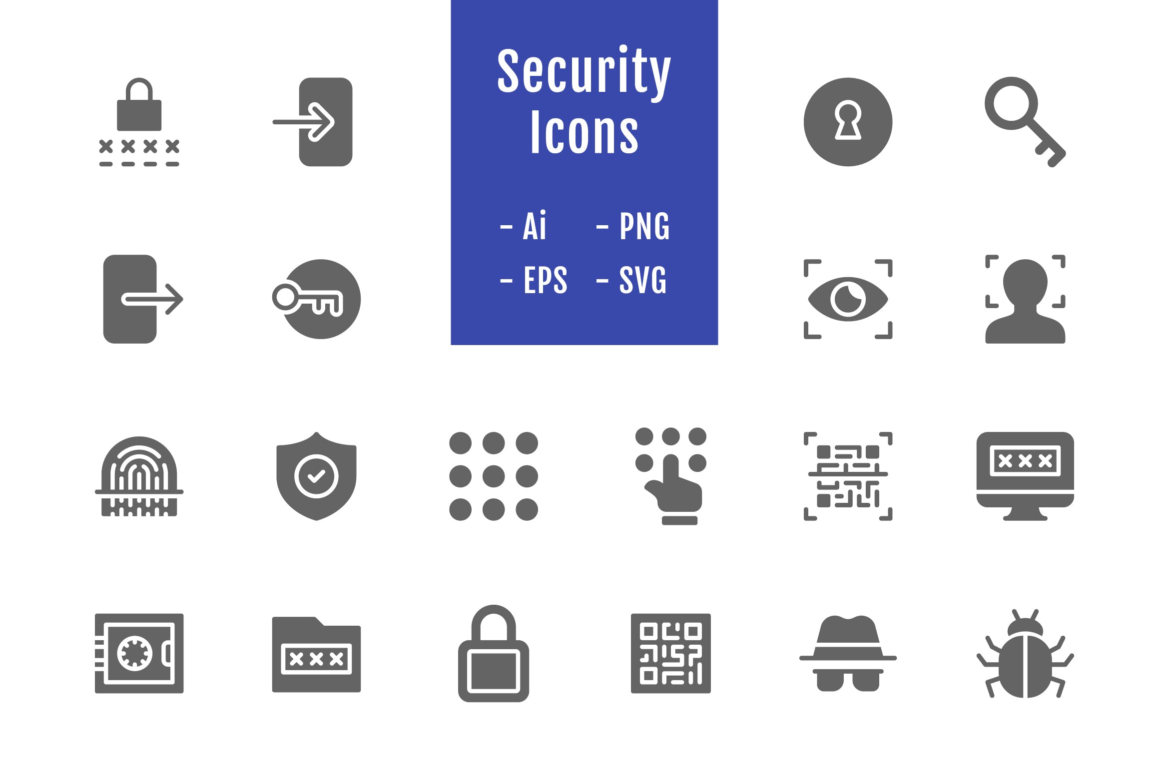 信息安全主题实心矢量图标 20 Security Icons