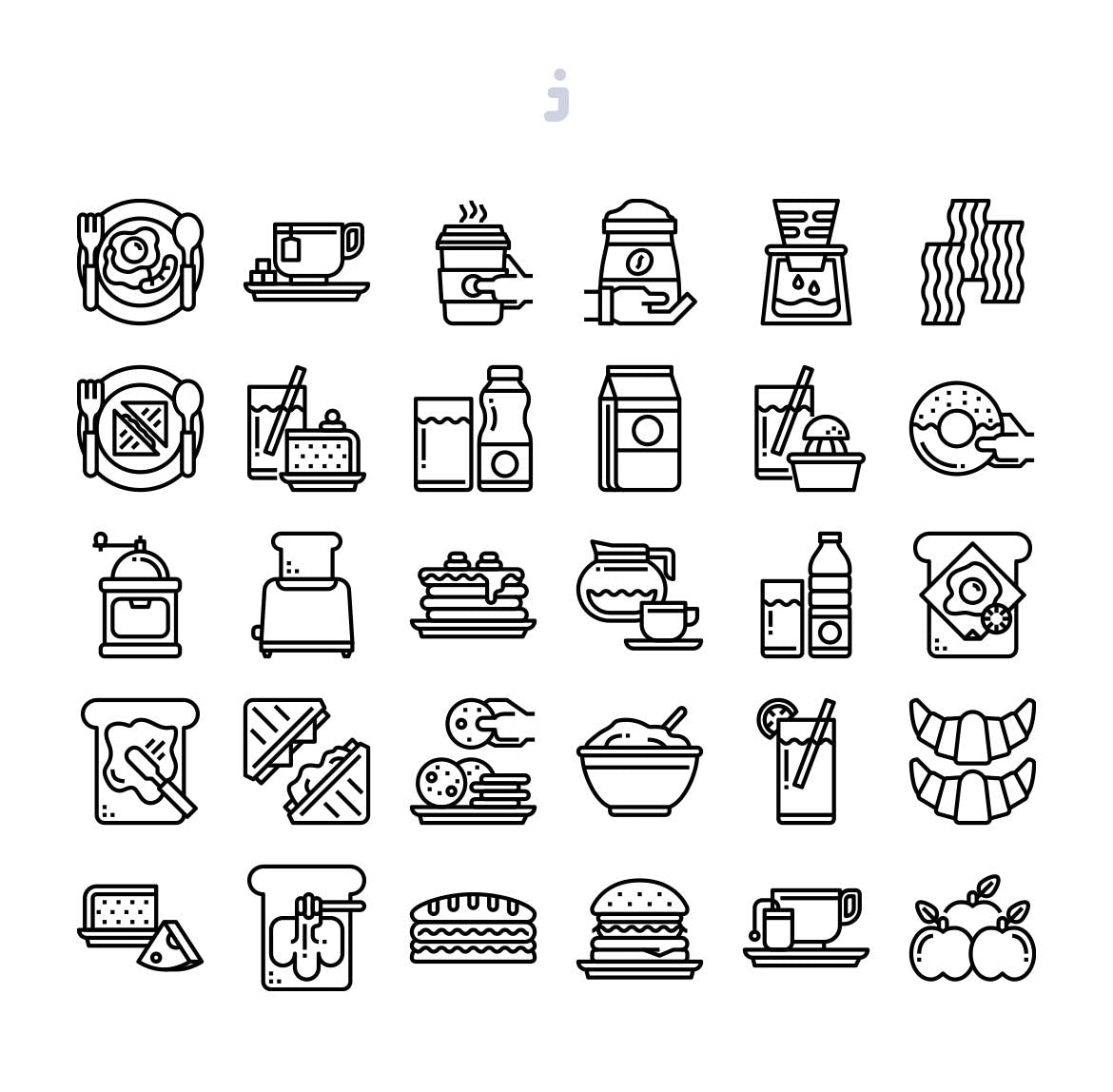早餐主题矢量图标 30 Breakfast Icons