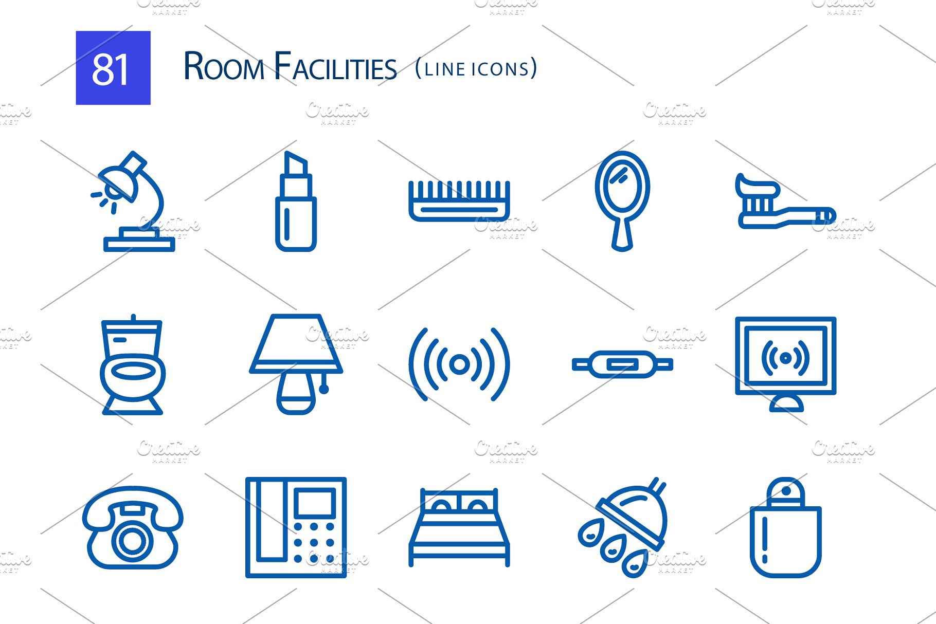 房屋电器家居物品矢量线条图标 81 Room Facilit