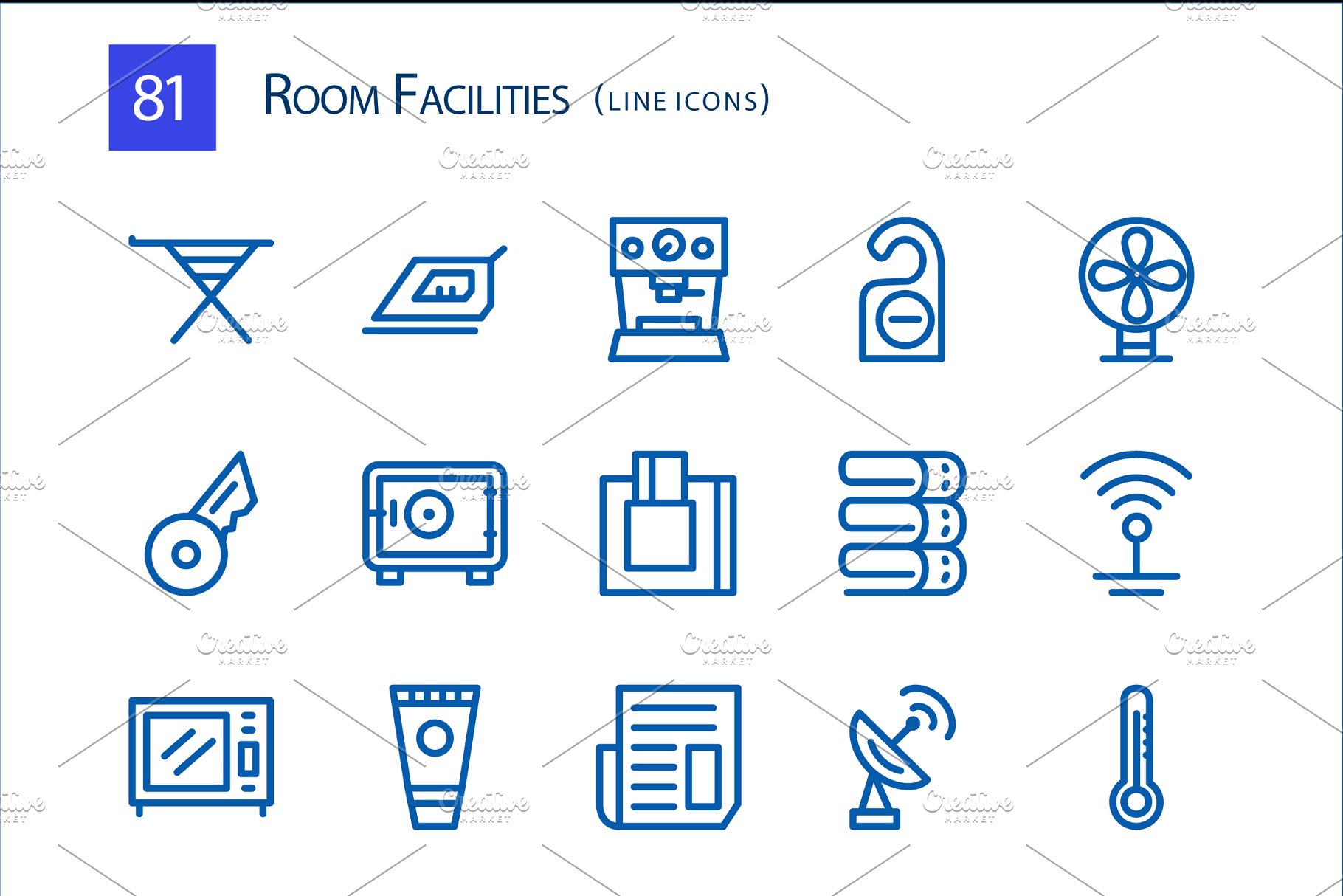 房屋电器家居物品矢量线条图标 81 Room Facilit