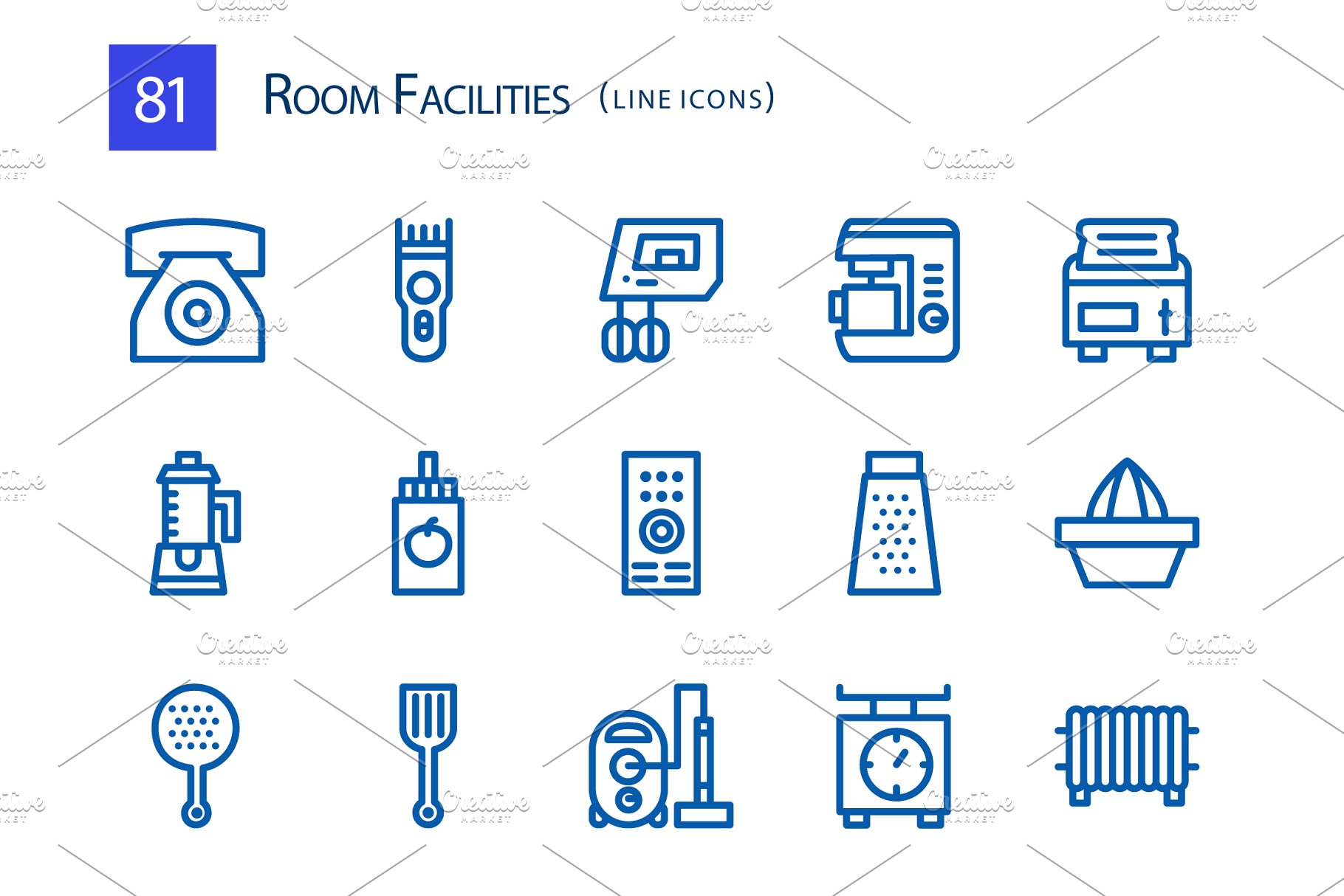 房屋电器家居物品矢量线条图标 81 Room Facilit