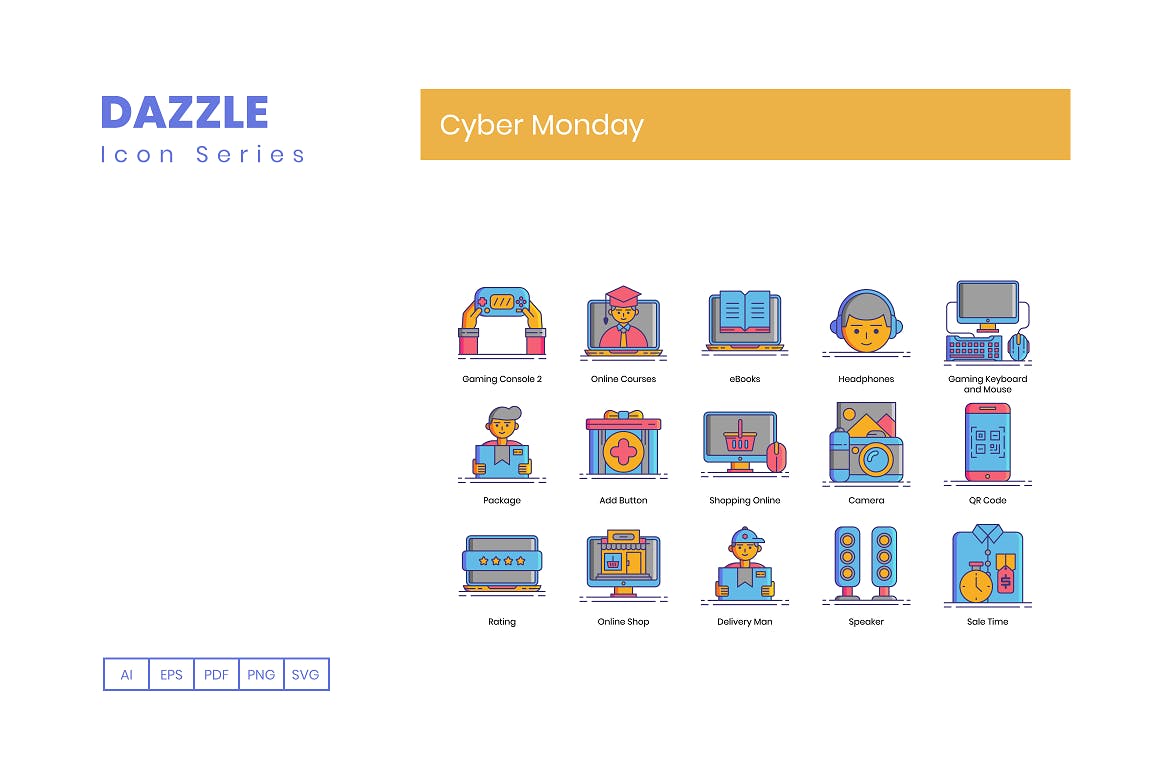 购物主题矢量图标素材 70 Cyber Monday Ico