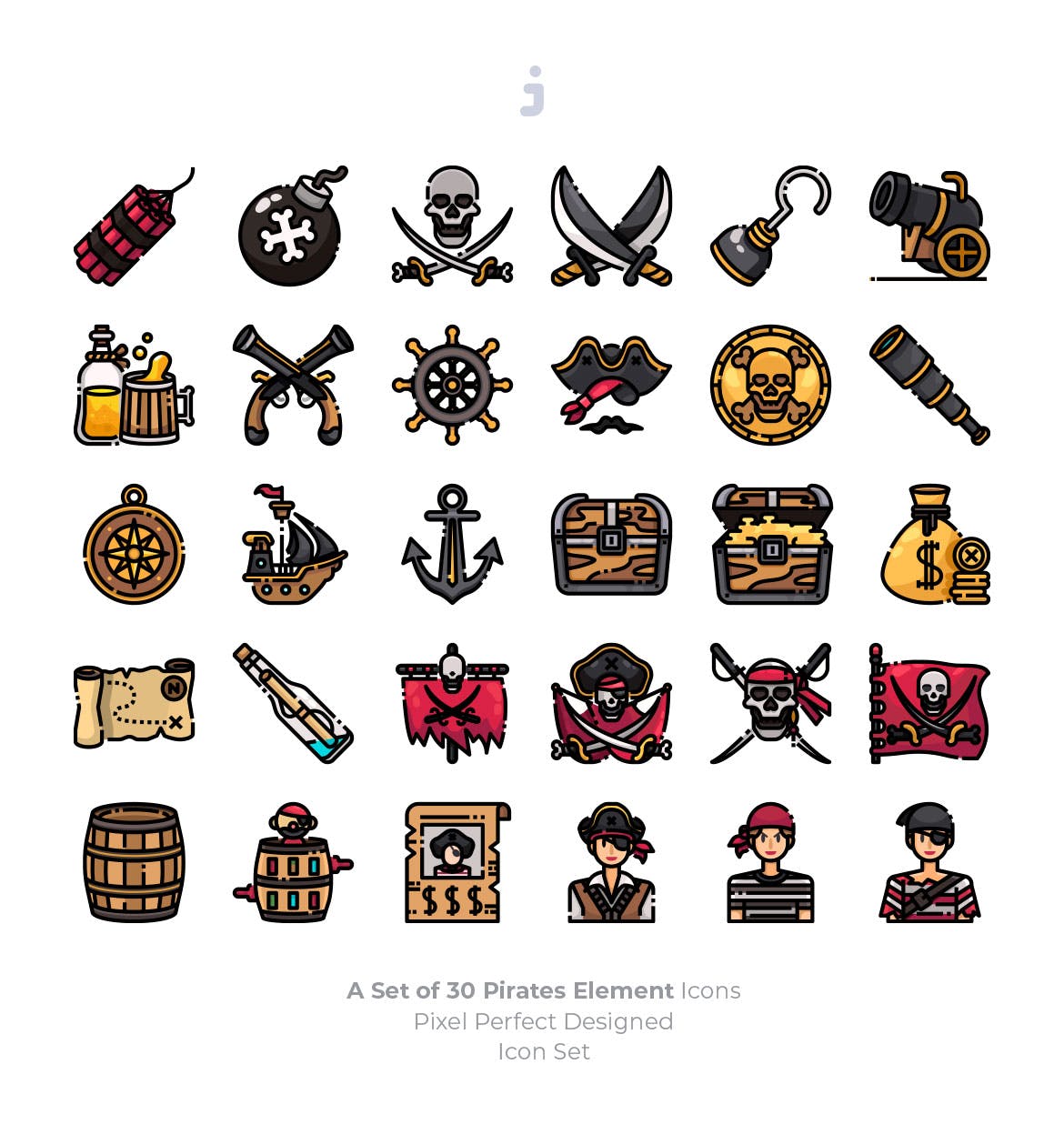 海盗元素矢量图标素材 30 Pirates Element