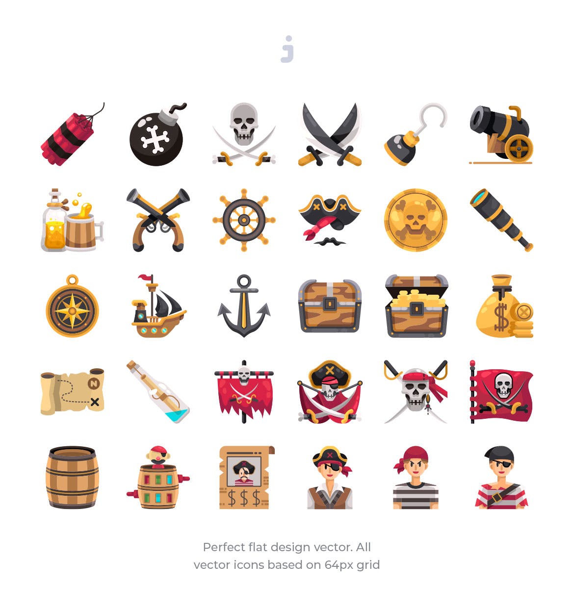 海盗主题扁平化图标 30 Pirates Icons – F