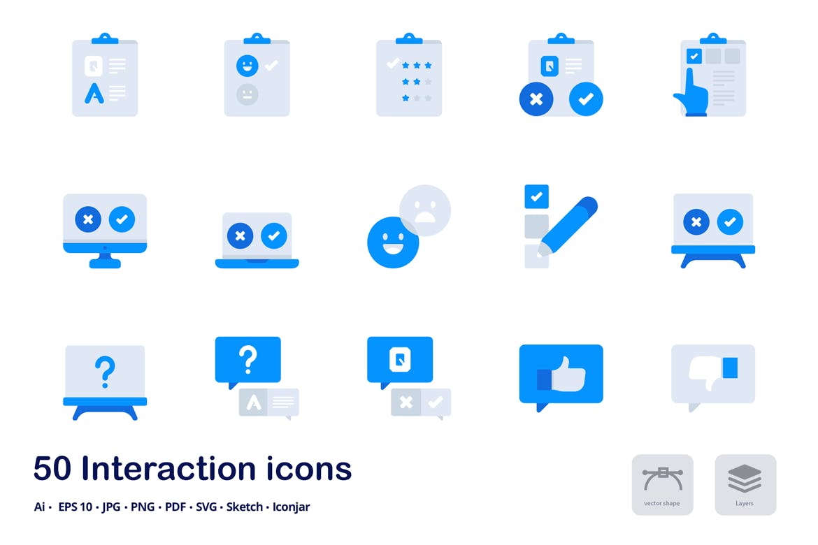 交互动作双色调扁平化矢量图标 Interactions Ac