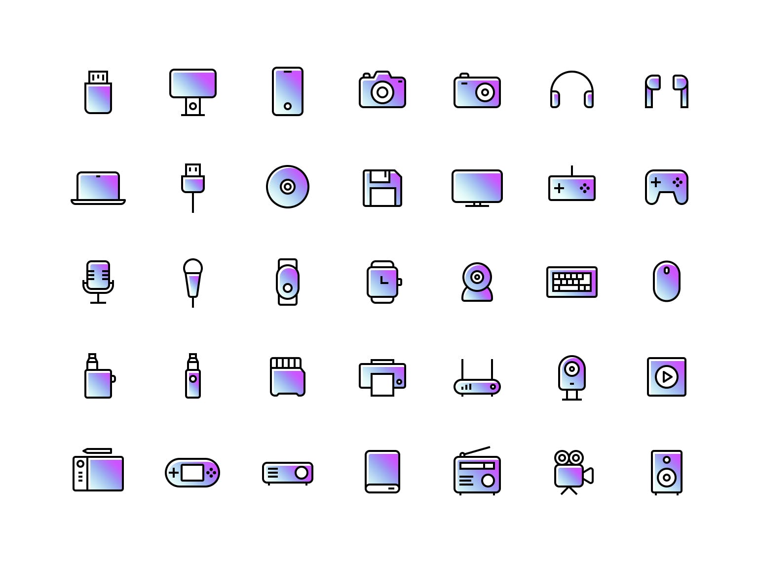 办公设备渐变色矢量图标素材 Devices – Icons