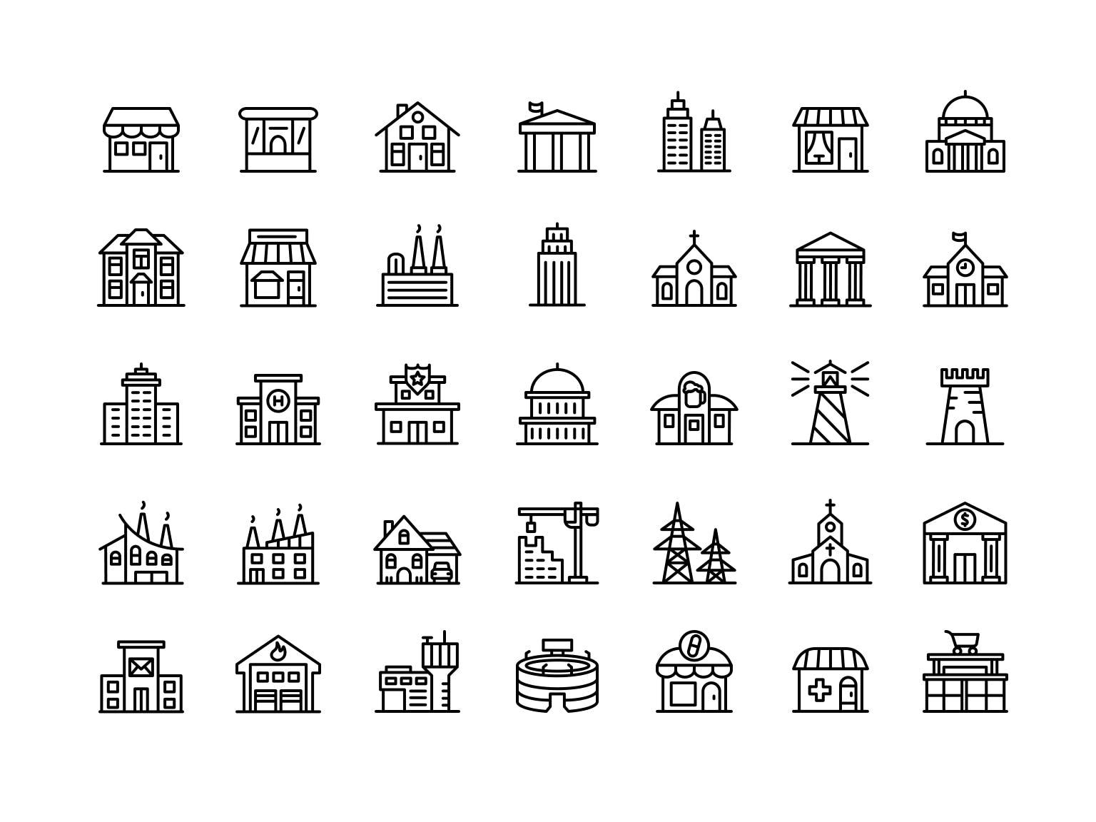 建筑图形矢量图标素材下载 Buildings – Icons