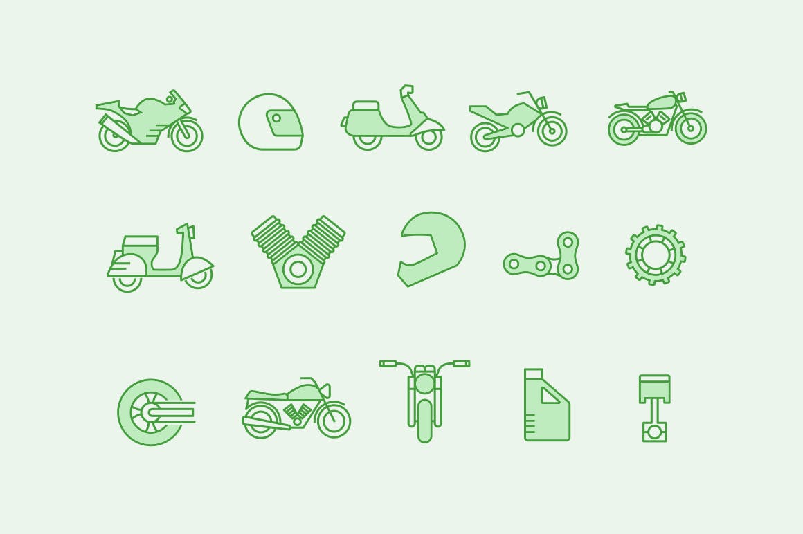 摩托车矢量图标 15 Motorbike Icons
