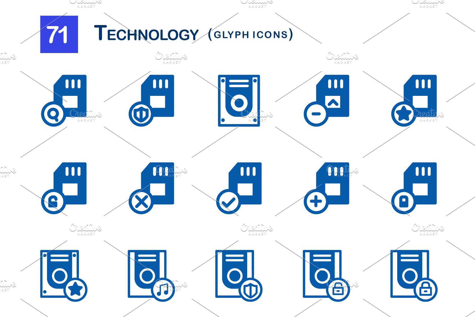 科技主题象形写意文字图标 71 Technology Gly