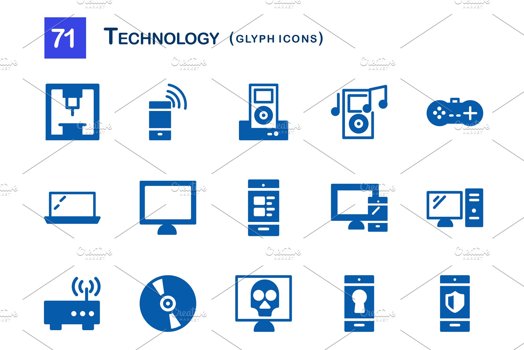 科技主题象形写意文字图标 71 Technology Gly