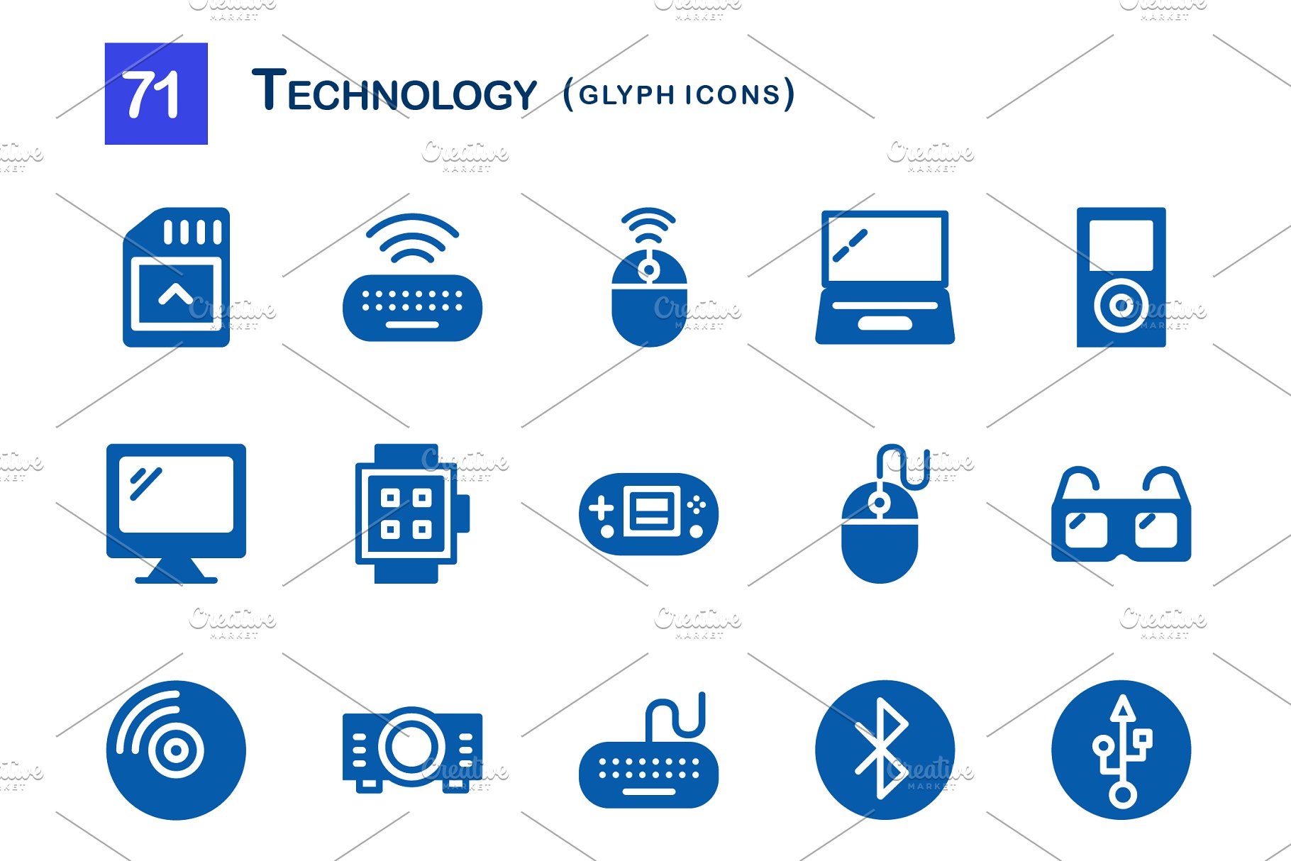 科技主题象形写意文字图标 71 Technology Gly