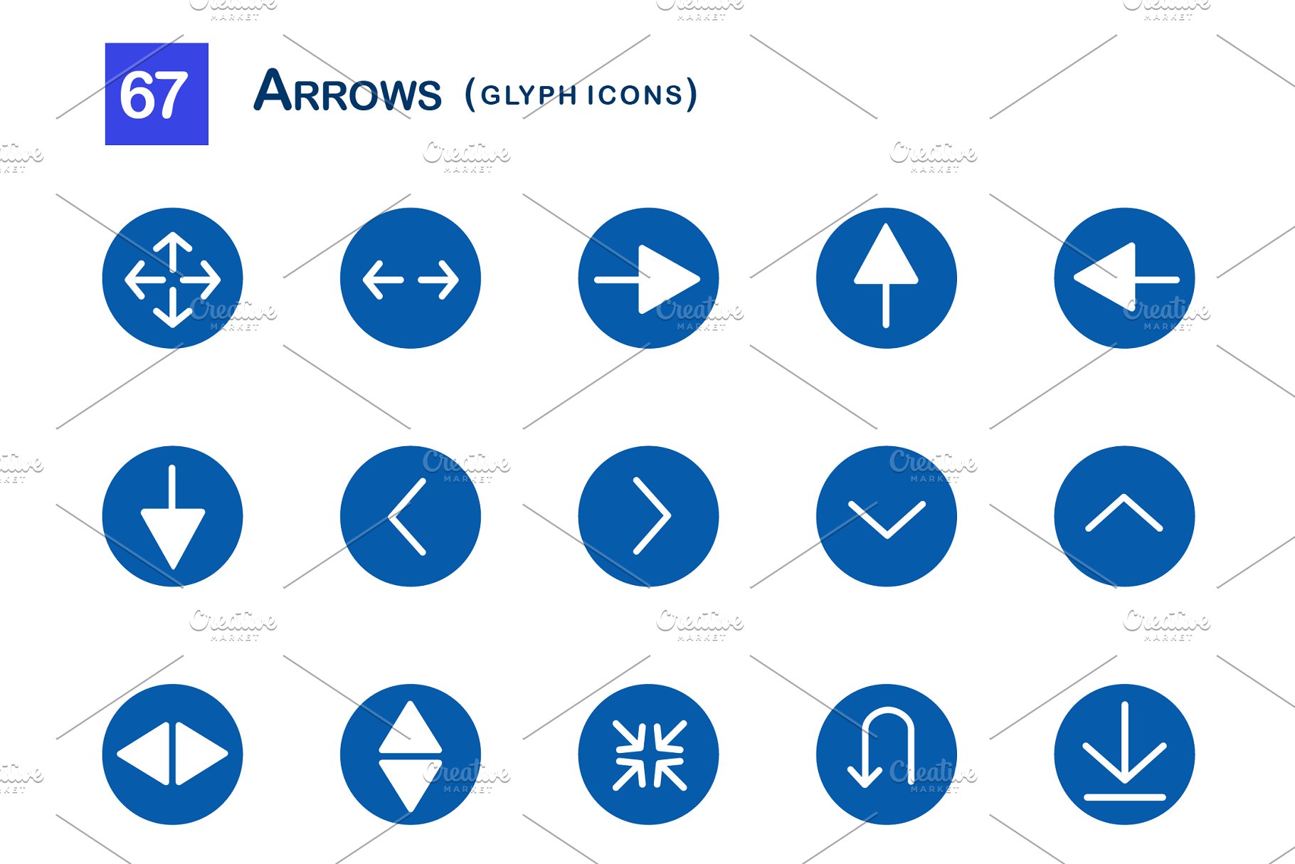 箭头字形图标 67 Arrows Glyph Icons