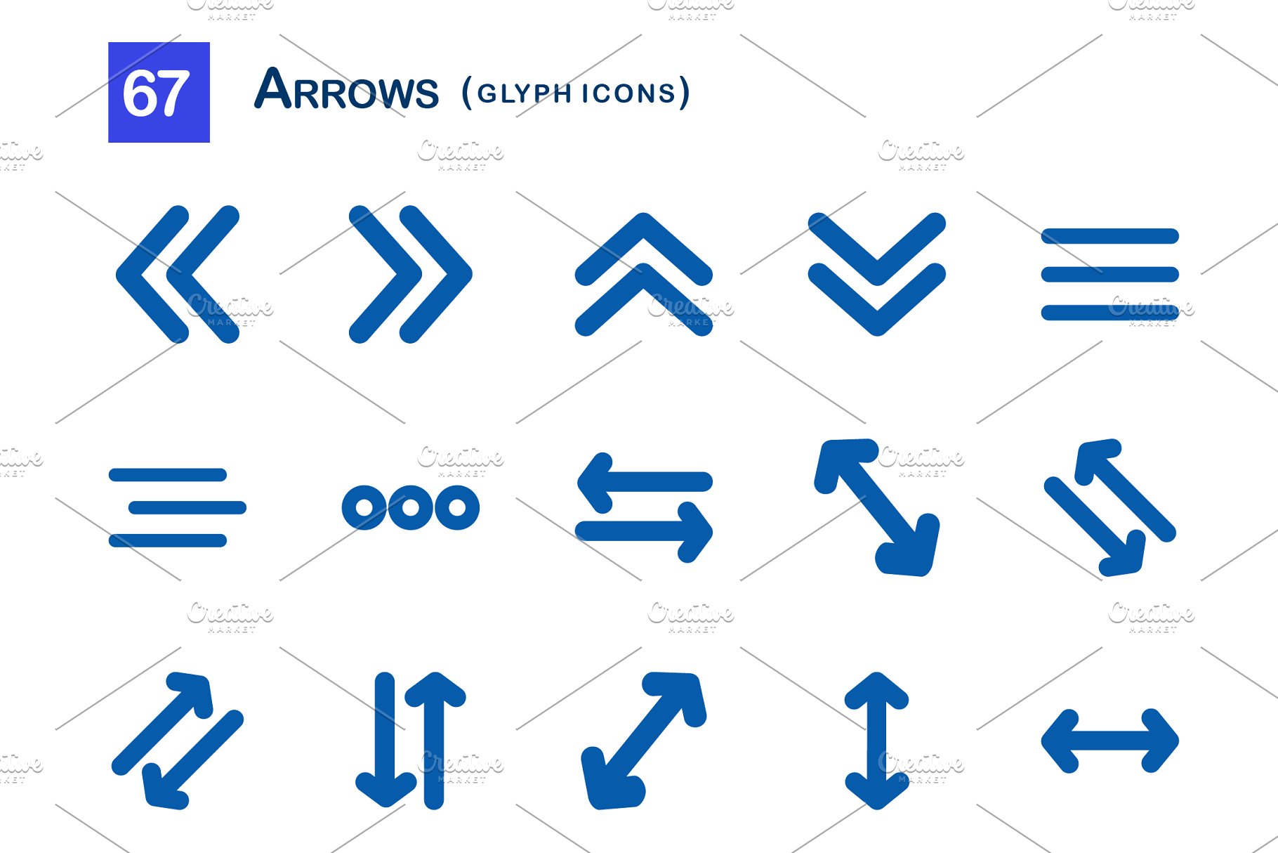 箭头字形图标 67 Arrows Glyph Icons