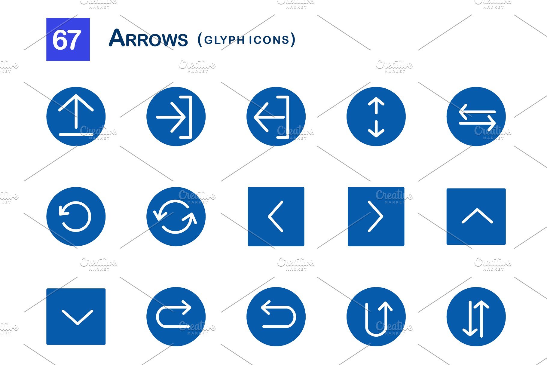 箭头字形图标 67 Arrows Glyph Icons