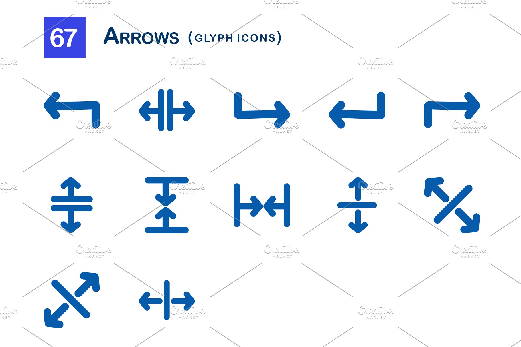 箭头字形图标 67 Arrows Glyph Icons