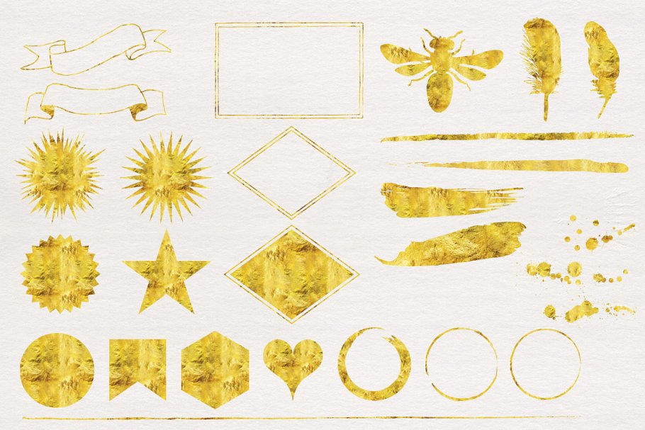 独特的金箔手工制作图形 25 Gold Foil Hand