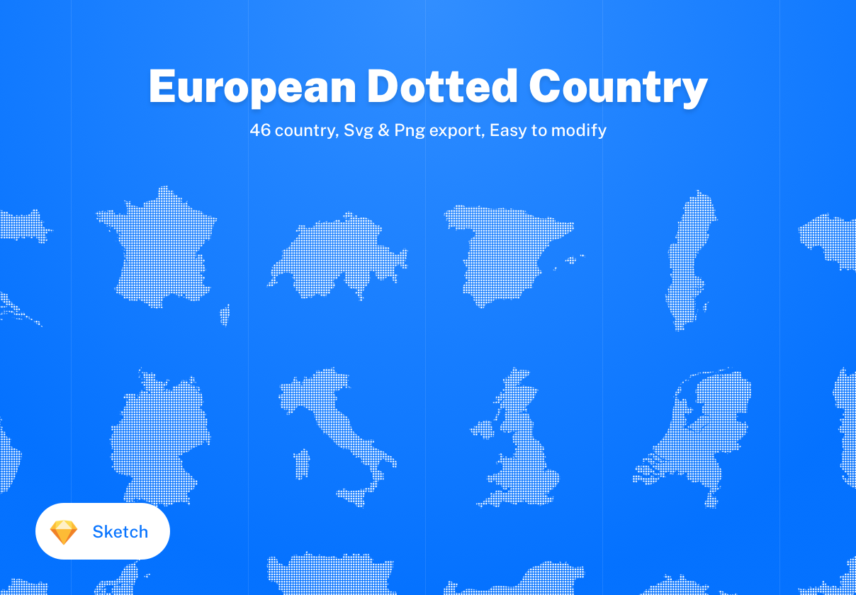 欧洲星罗棋布的国家地图European Dotted Cou