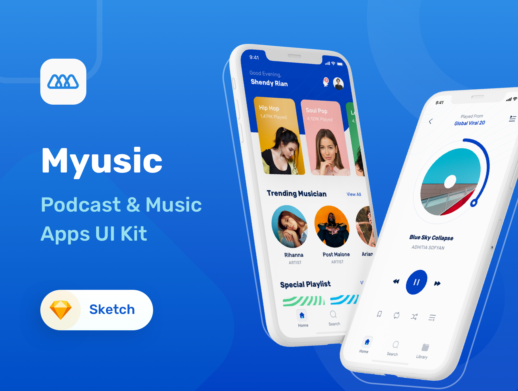 音乐和播客用户界面工具包Myusic - Music  Po