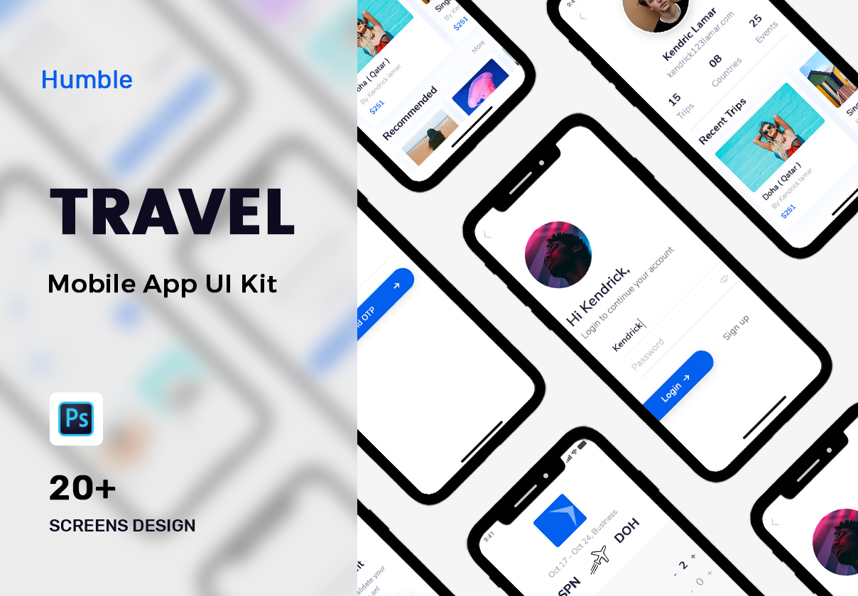 旅行应用移动用户界面套件 Travel App Mobile