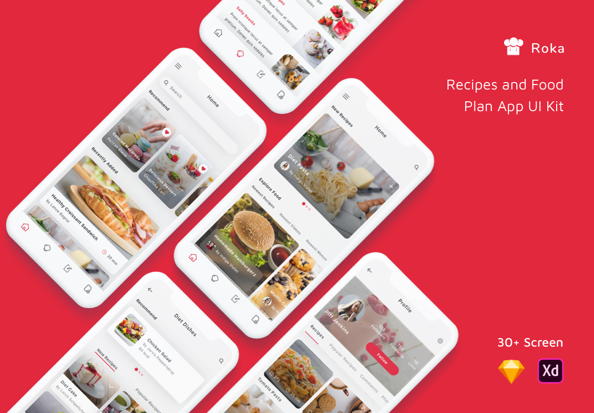 食谱和食物计划应用程序用户界面工具包Recipes and