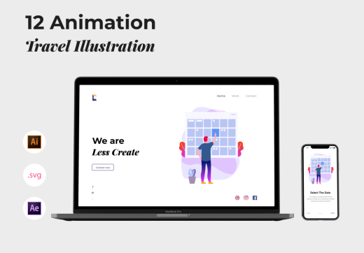12款有趣的旅行概念Web插画动画素材 Animate Il