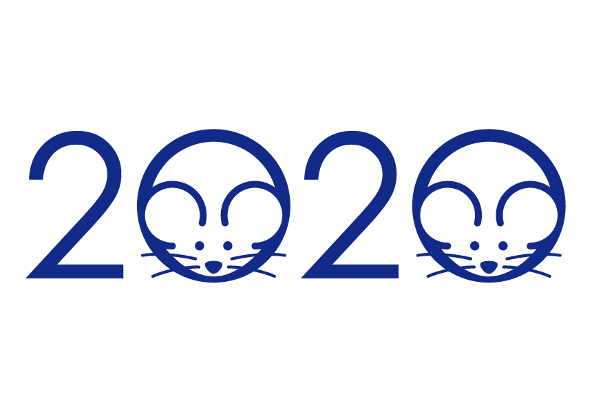 2020新年贺卡清新风格卡通老鼠生效矢量插画1528065