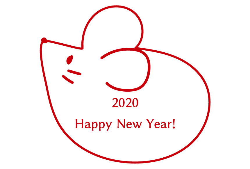 2020新年贺卡清新风格卡通老鼠生效矢量插画1667356