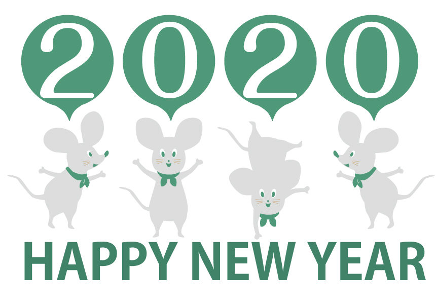 2020新年日式可爱鼠年老鼠图标矢量插画简笔画1540336