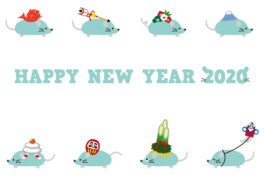 2020新年日式可爱鼠年老鼠图标矢量插画简笔画1626358