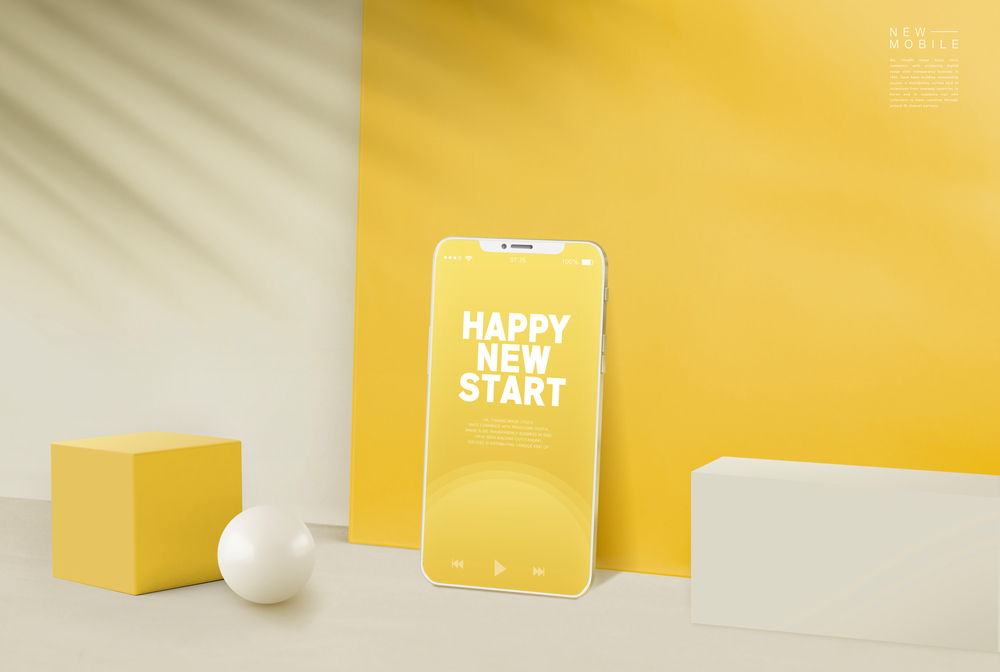 柠檬黄风格可爱精美立体手机贴图样机模板18116
