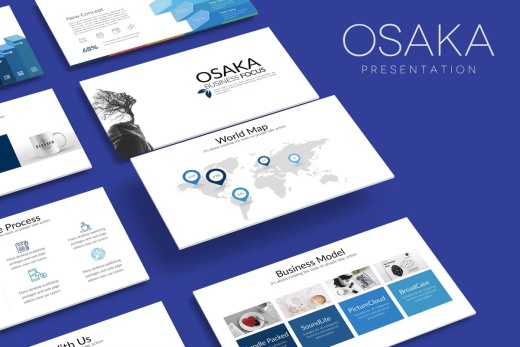 創新創業項目投融資計劃PPT幻燈片模板 OSAKA Powe