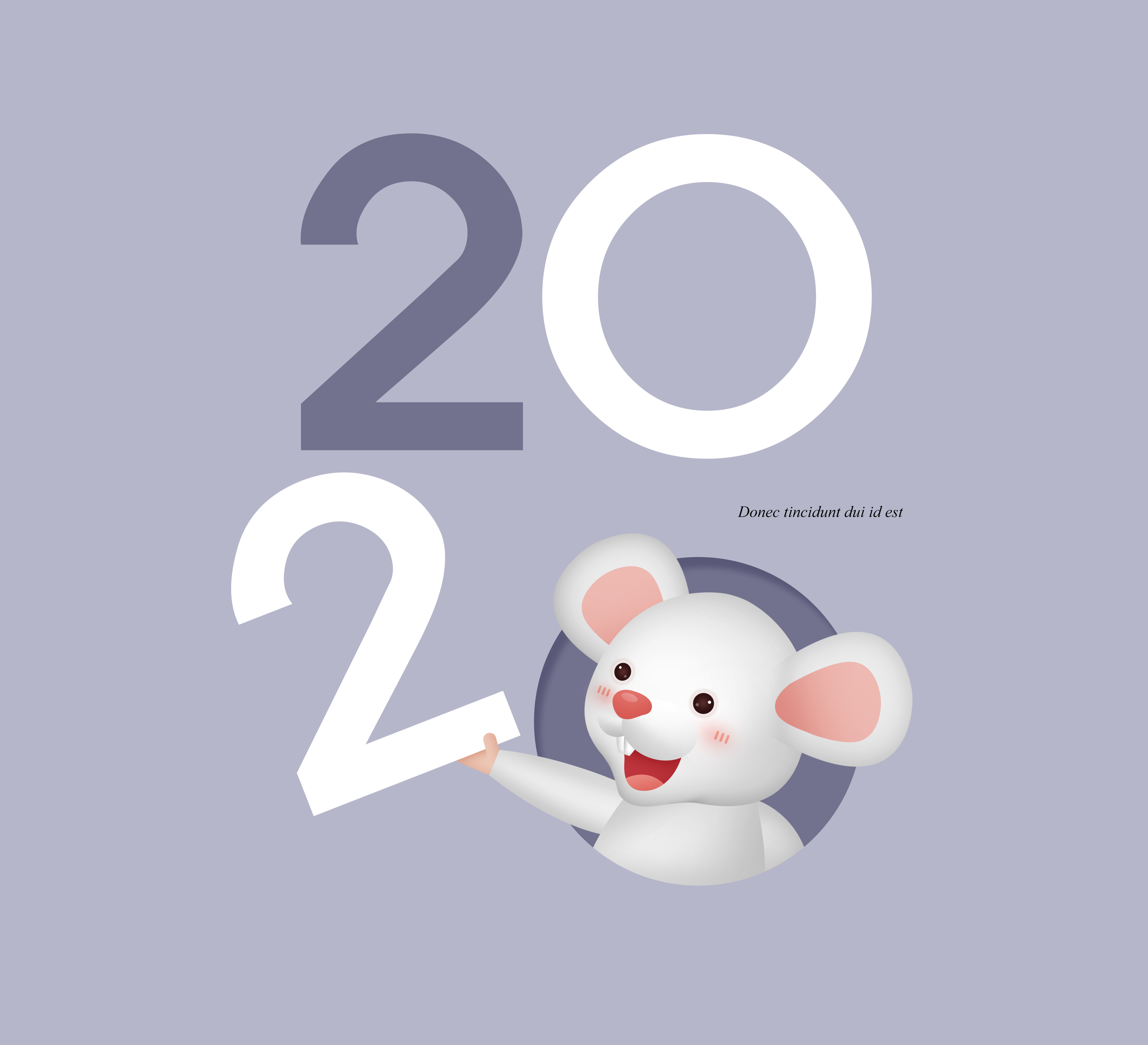 韩式2020年卡通有趣的鼠年海报模板