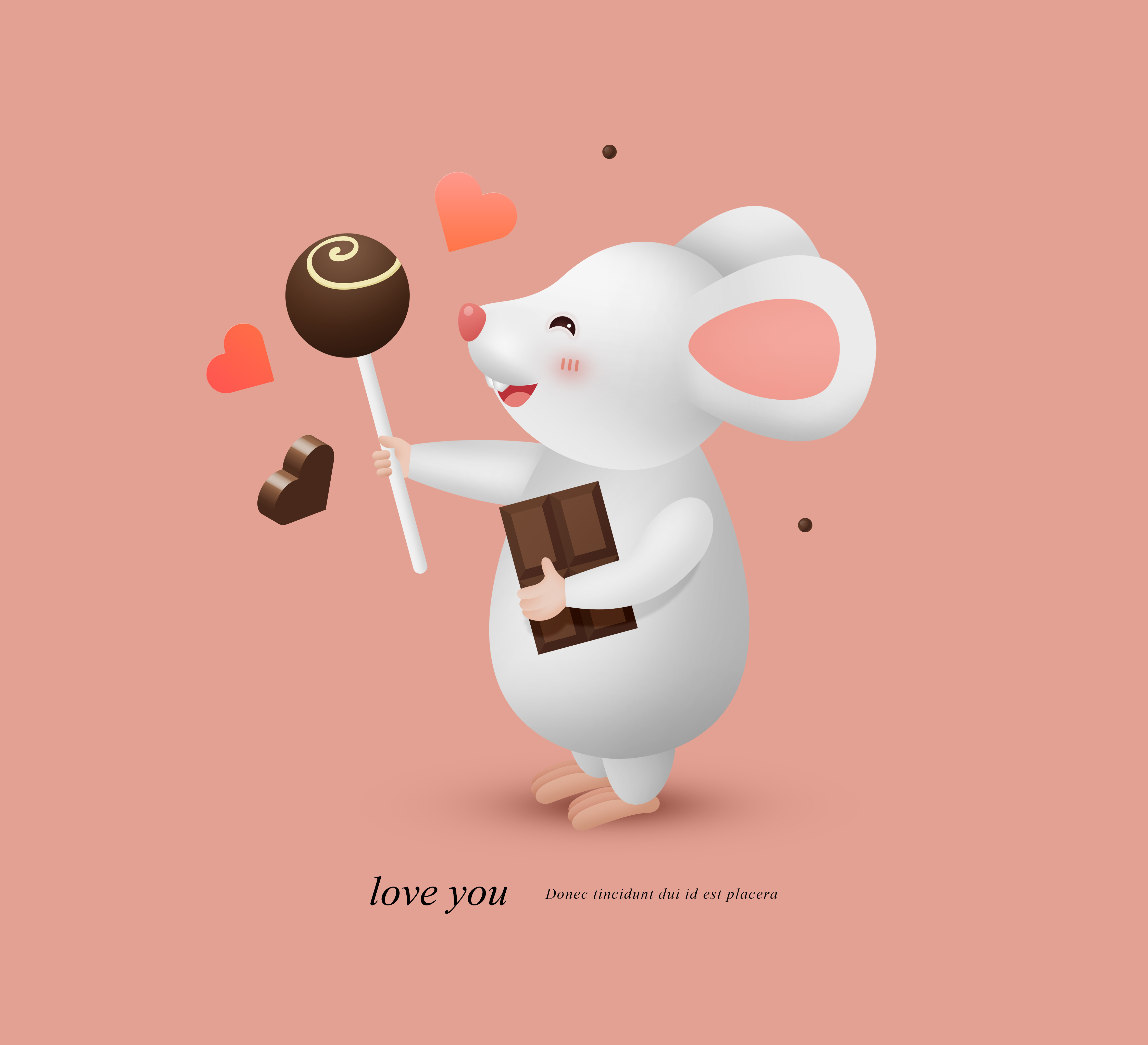甜蜜巧克力的鼠年浪漫海报模板
