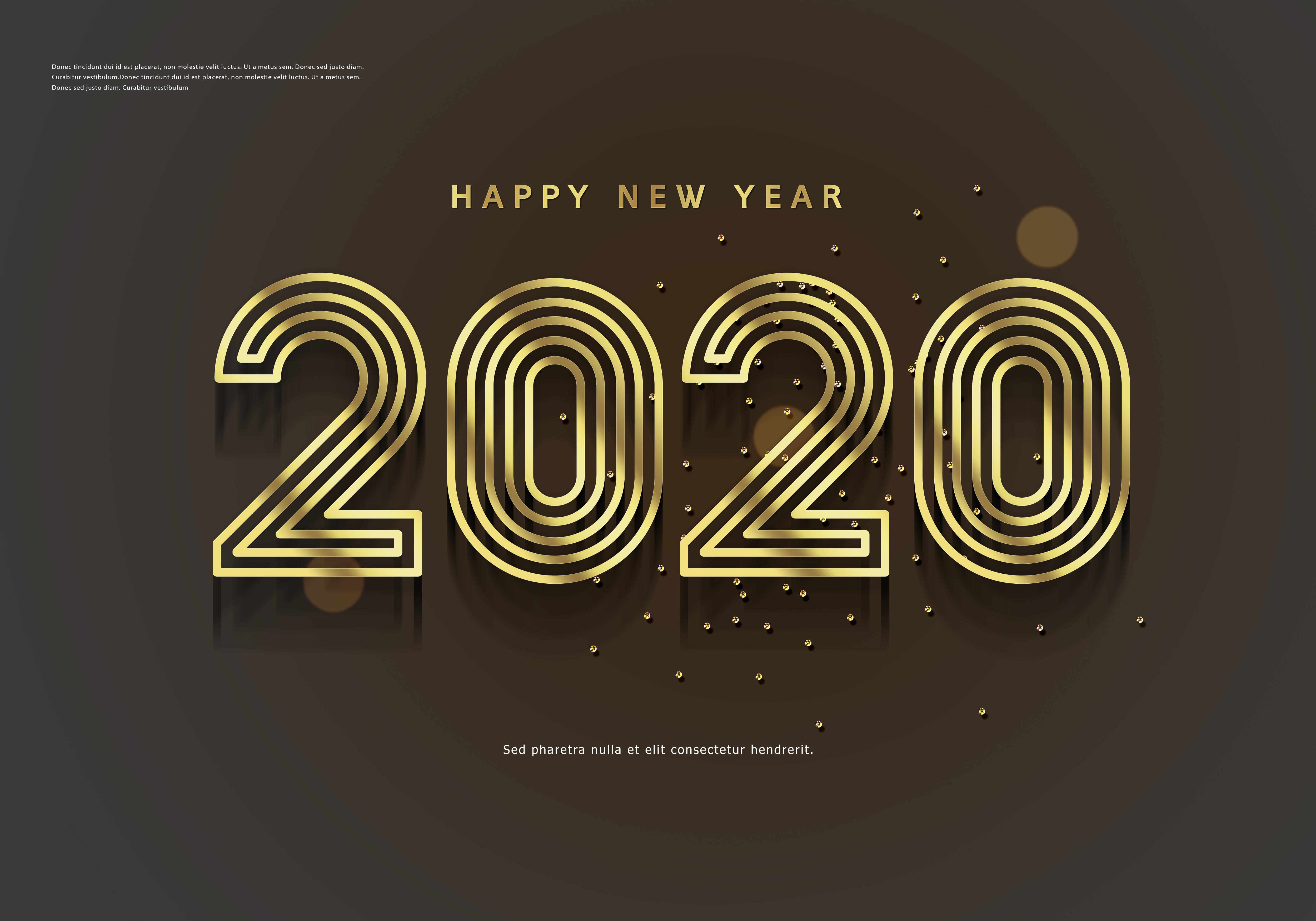 金色线性2020年字体设计风格海报模板