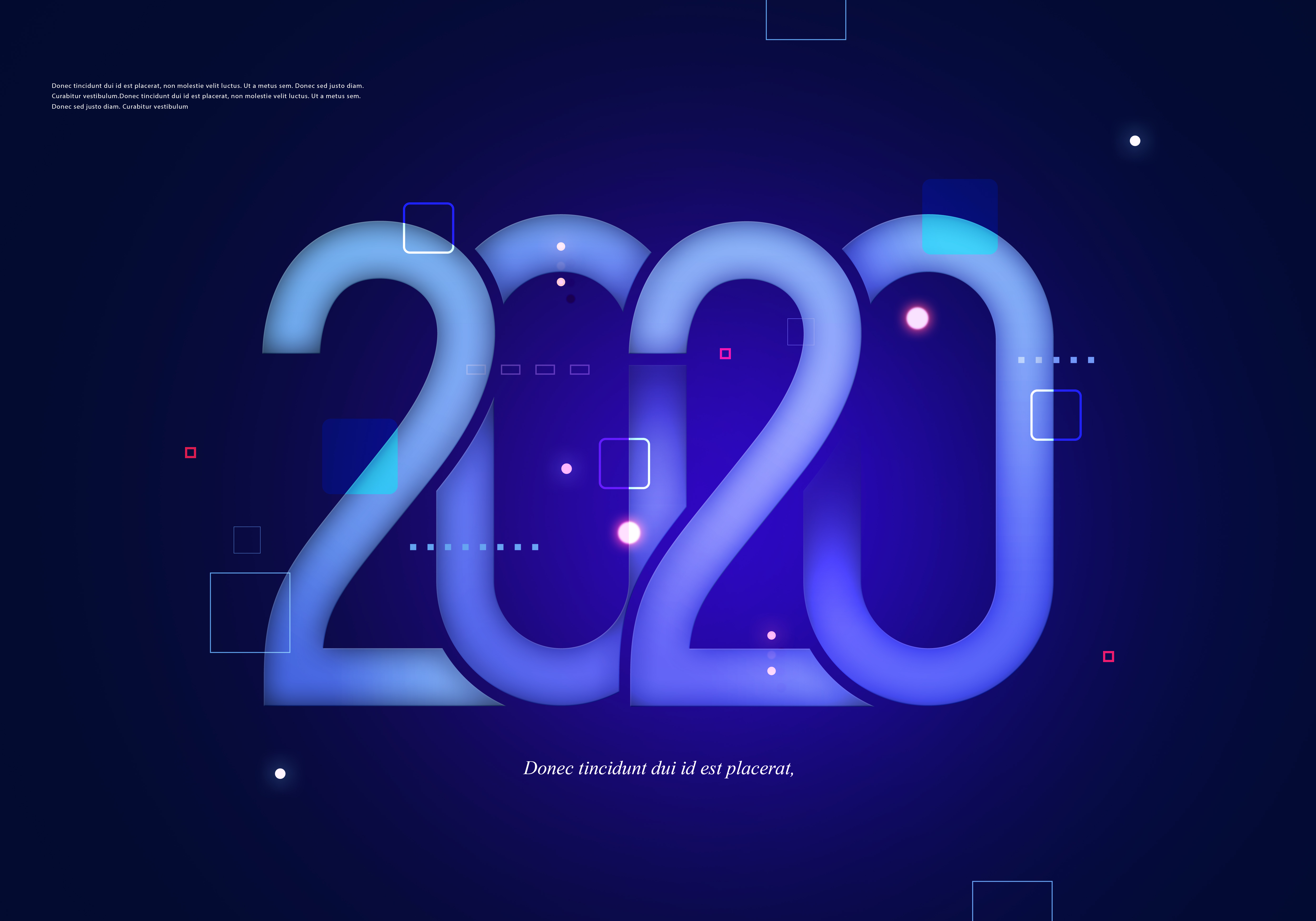 蓝色科技感发光的2020年字体海报模板