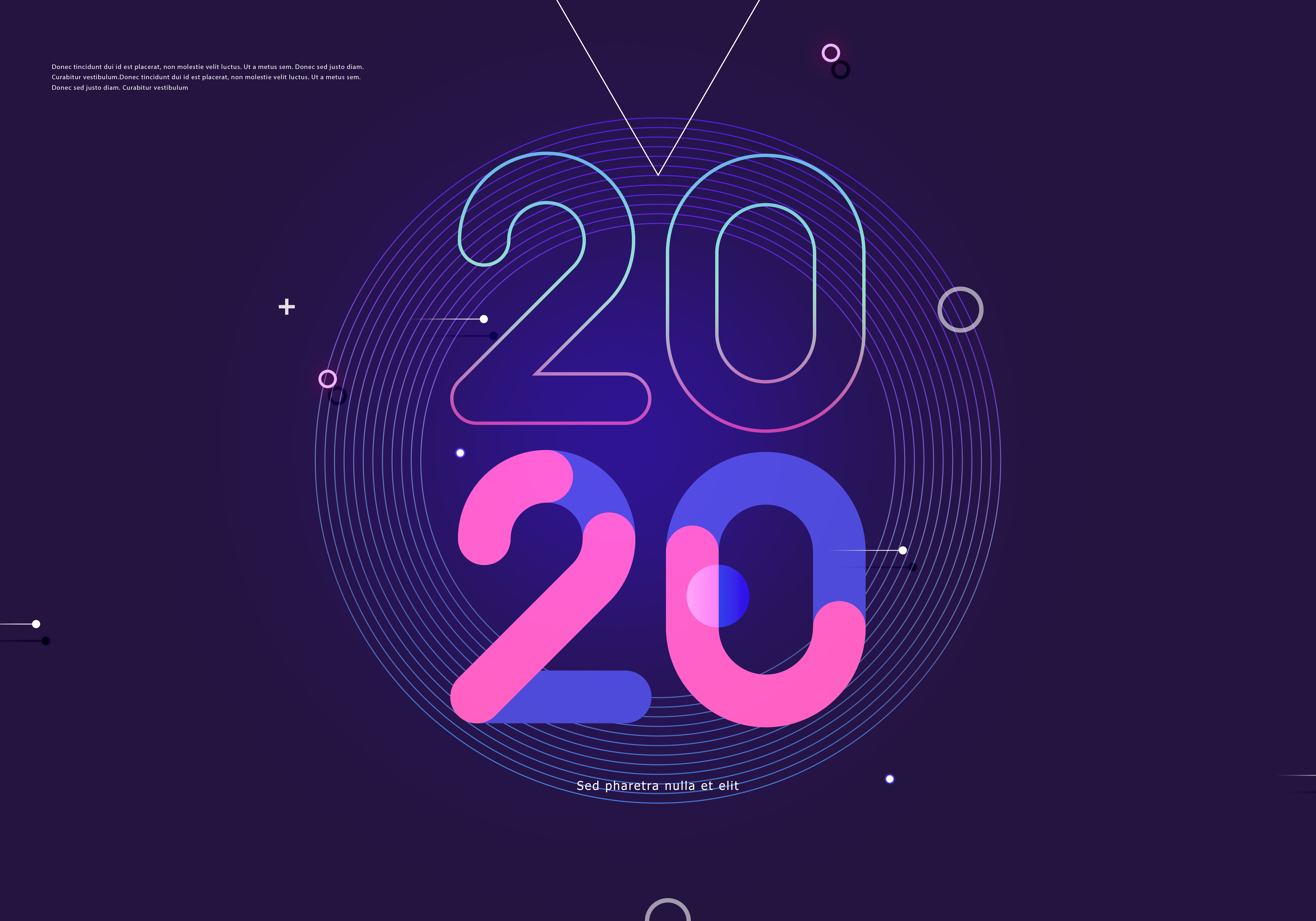 炫酷的渐变色2020年字体设计海报模板