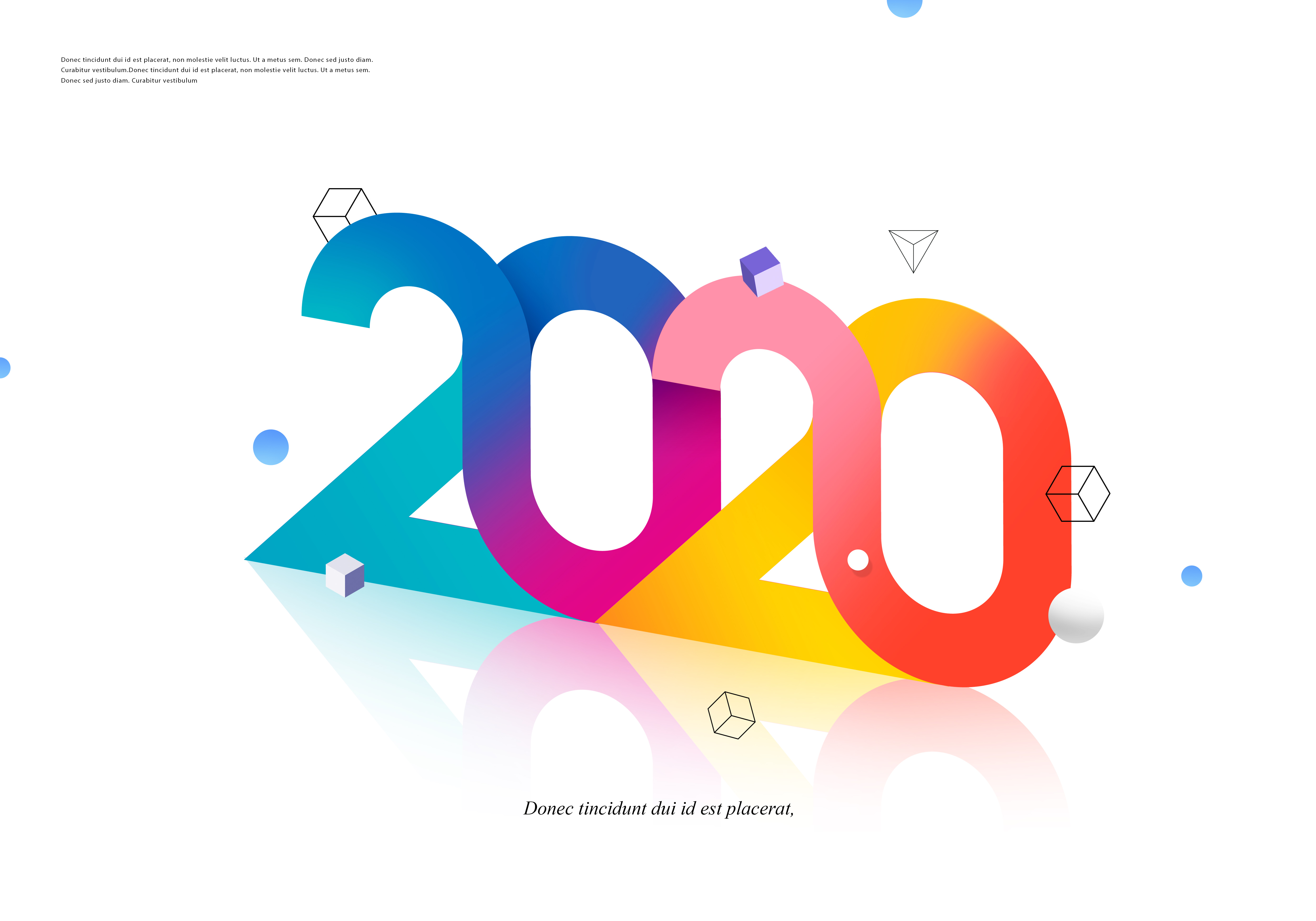 几何渐变色2020年字体设计海报模板