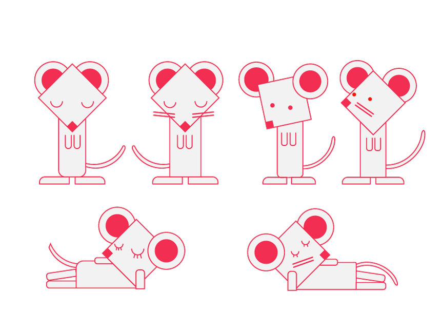 创意可爱鼠年简笔画贺卡印刷插画素材1731446