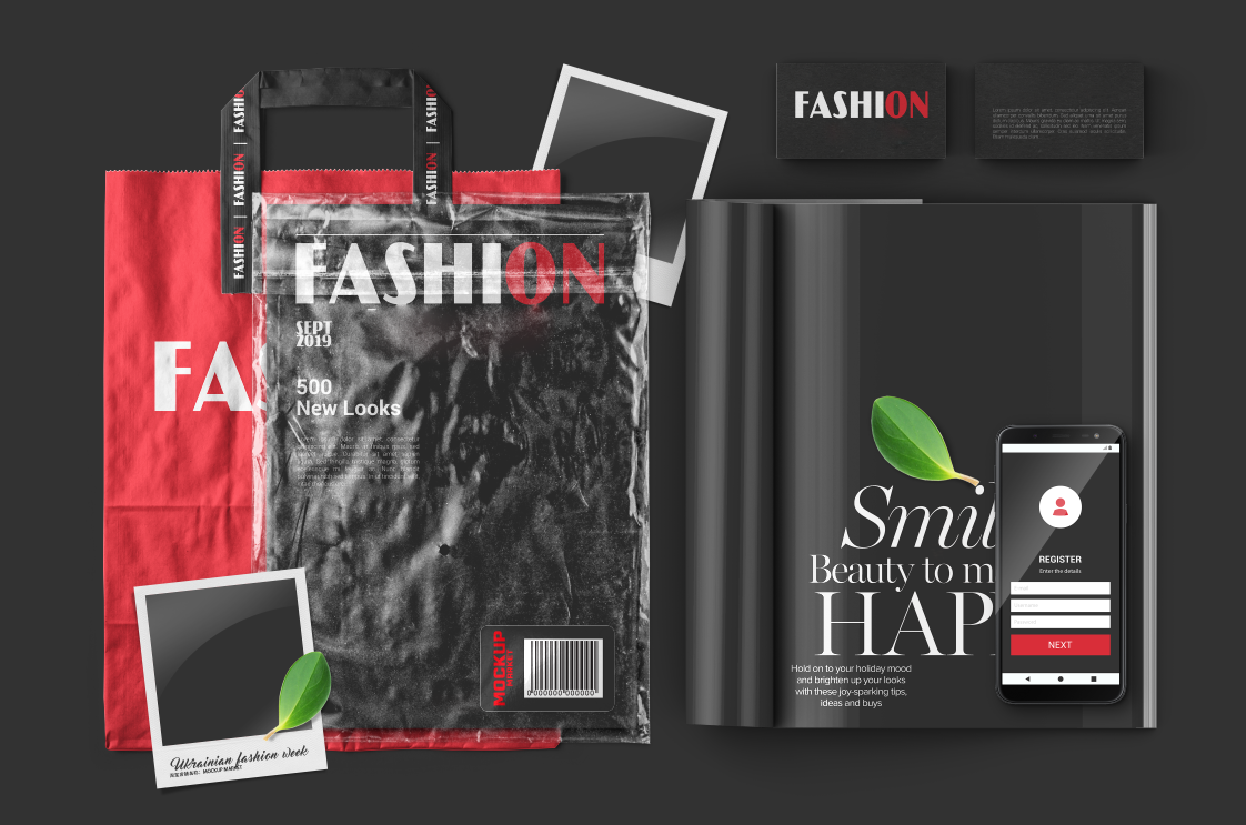 杂志封面透明塑料袋包装效果品牌样机效果图