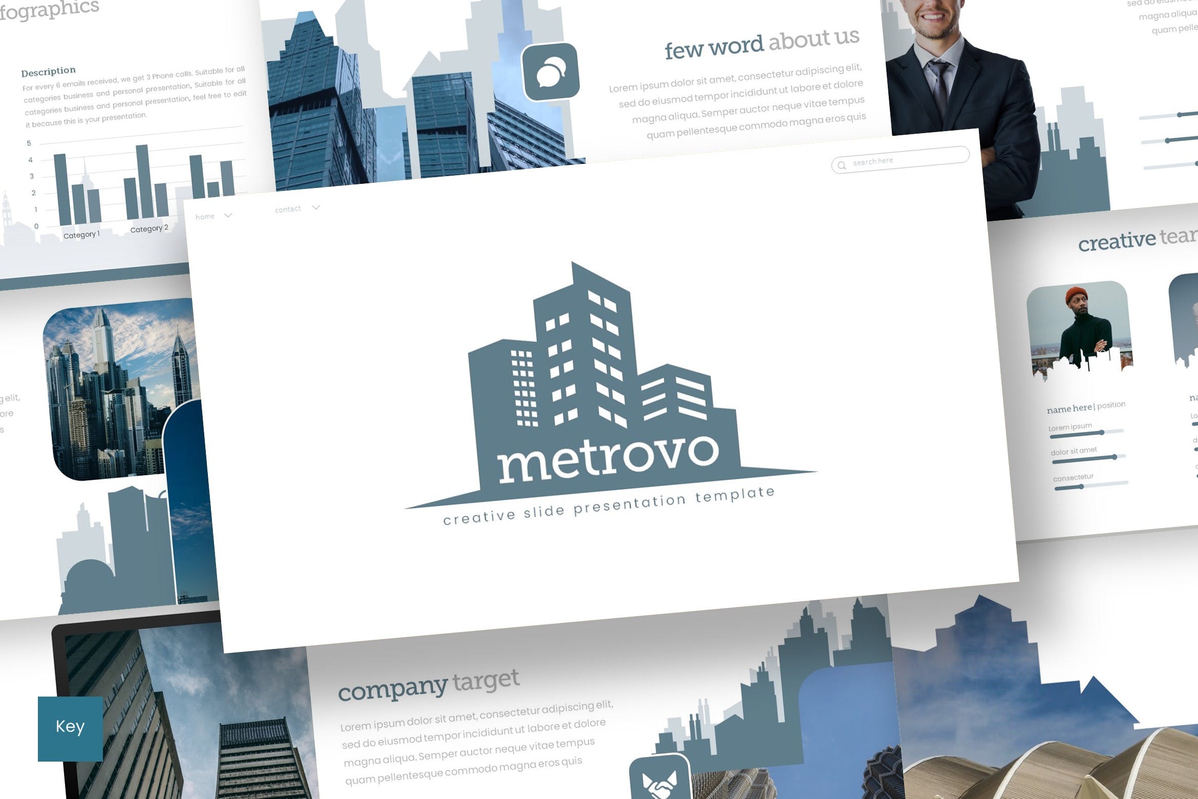 企业推介会演讲稿公司简介幻灯片模板 Metrovo – Ke