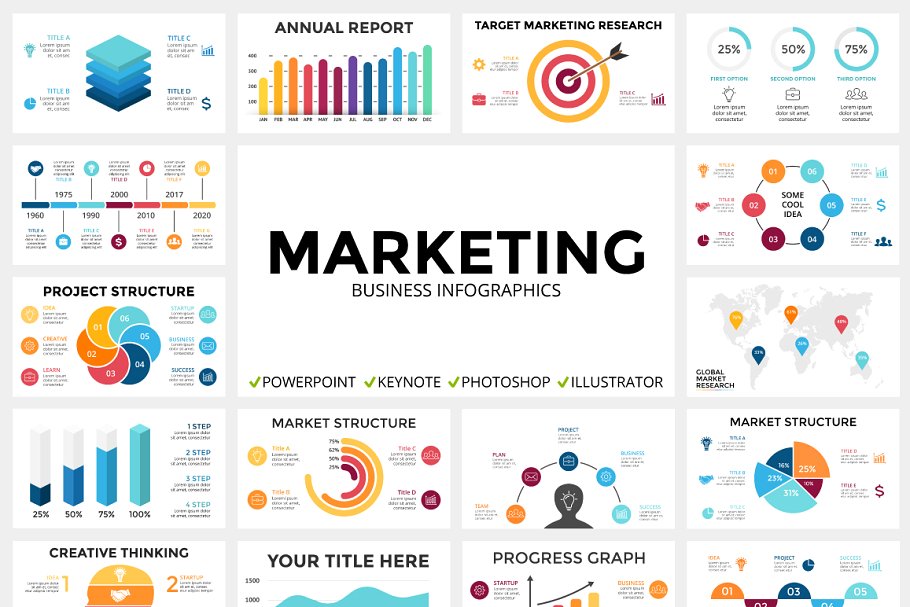 市场营销信息数据图表幻灯片设计素材 MARKETING –