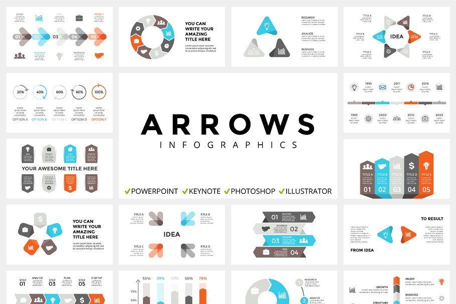 创意箭头图形信息图表模板 ARROWS – Free Upd