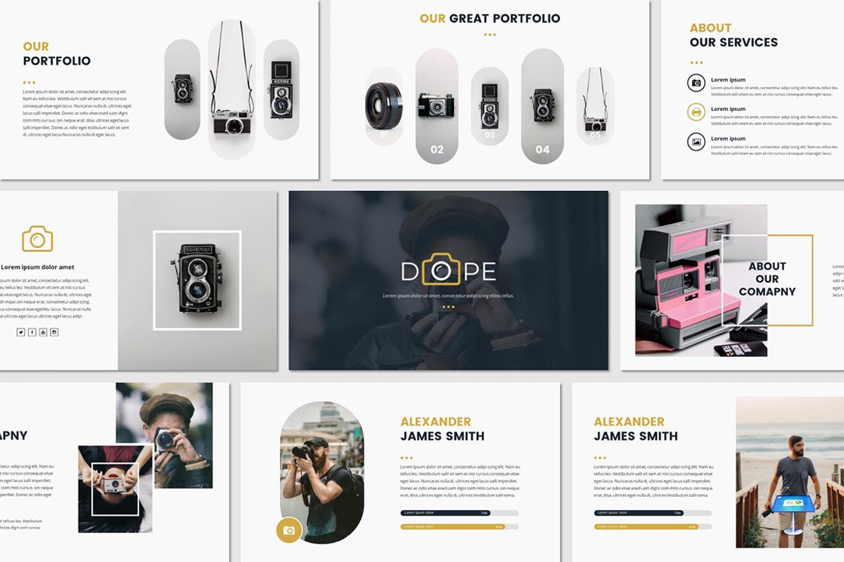 创意摄影团队介绍苹果幻灯片模板 DOPE – Keynote