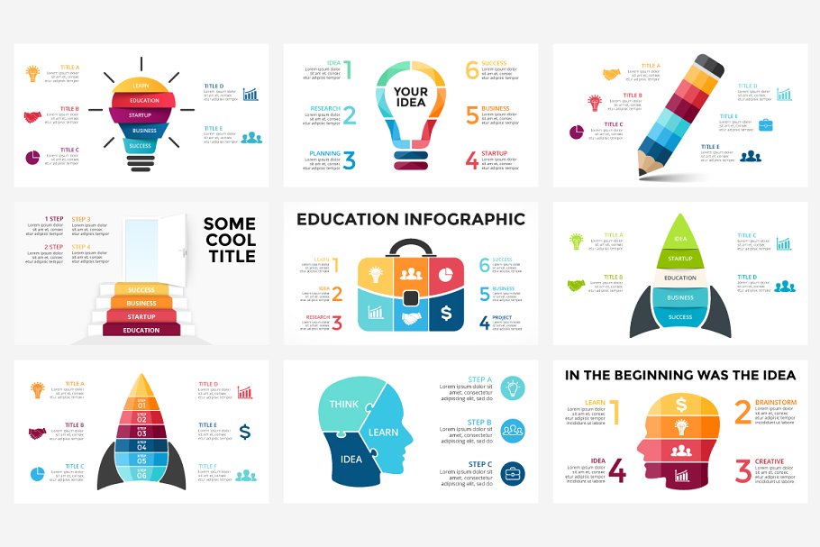 信息图表插图幻灯片模板设计素材 Infographics –